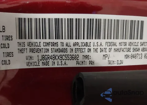 2009 Jeep Grand Cherokee Laredo из США, поврежденный, VIN 1J8GR48KX9C553602